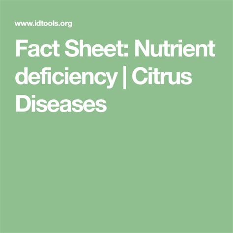 diseases that result from nutrient deficiency|Fact sheets .